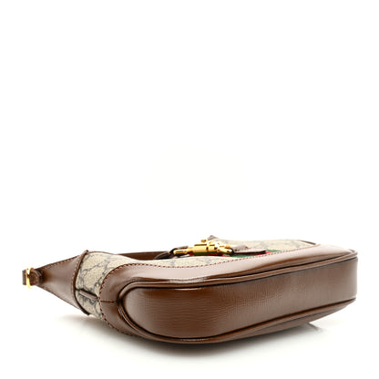 Gucci GG Supreme Monogram Azalea Calfskin Web Mini Jackie 1961 Hobo Beige Ebony Brown Sugar 4 of 9