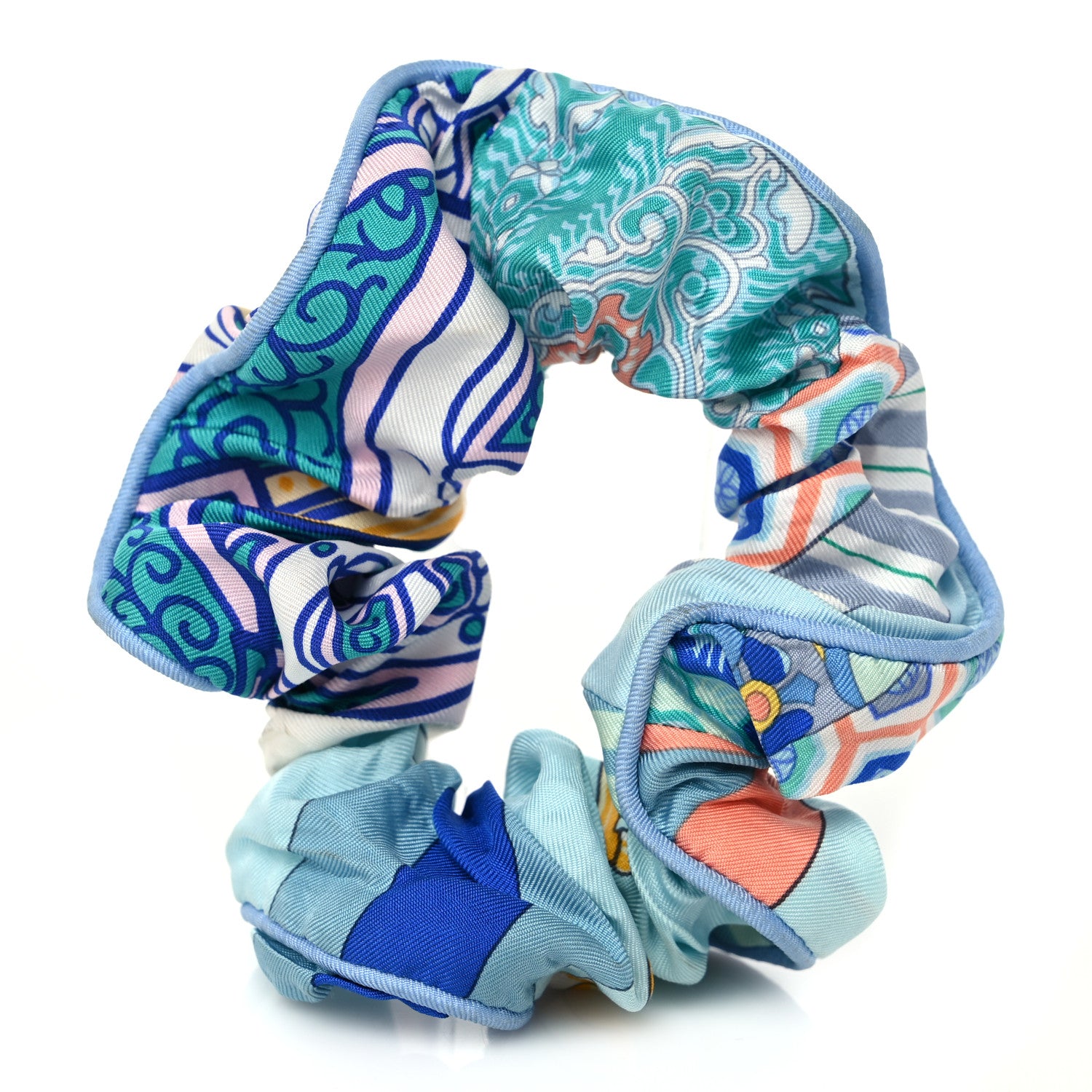 Hermes Silk Patchwork Claudia Scrunchie Multicolore 1 of 4