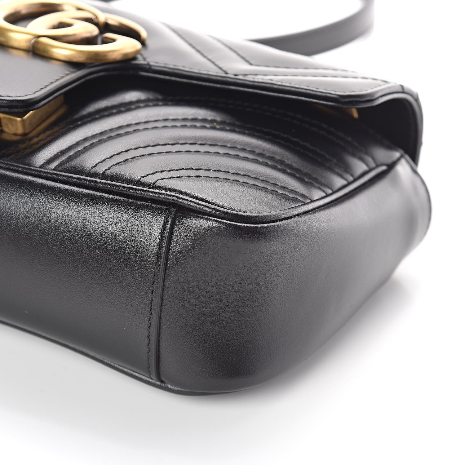 Gucci Calfskin Matelasse Mini GG Marmont Shoulder Bag Black 9 of 9