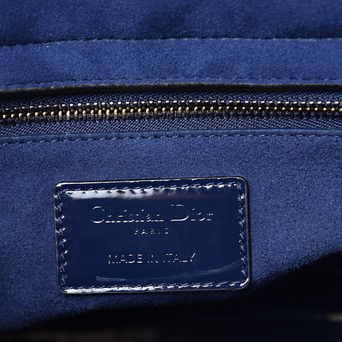 Patent Cannage Medium Lady Dior Navy Blue