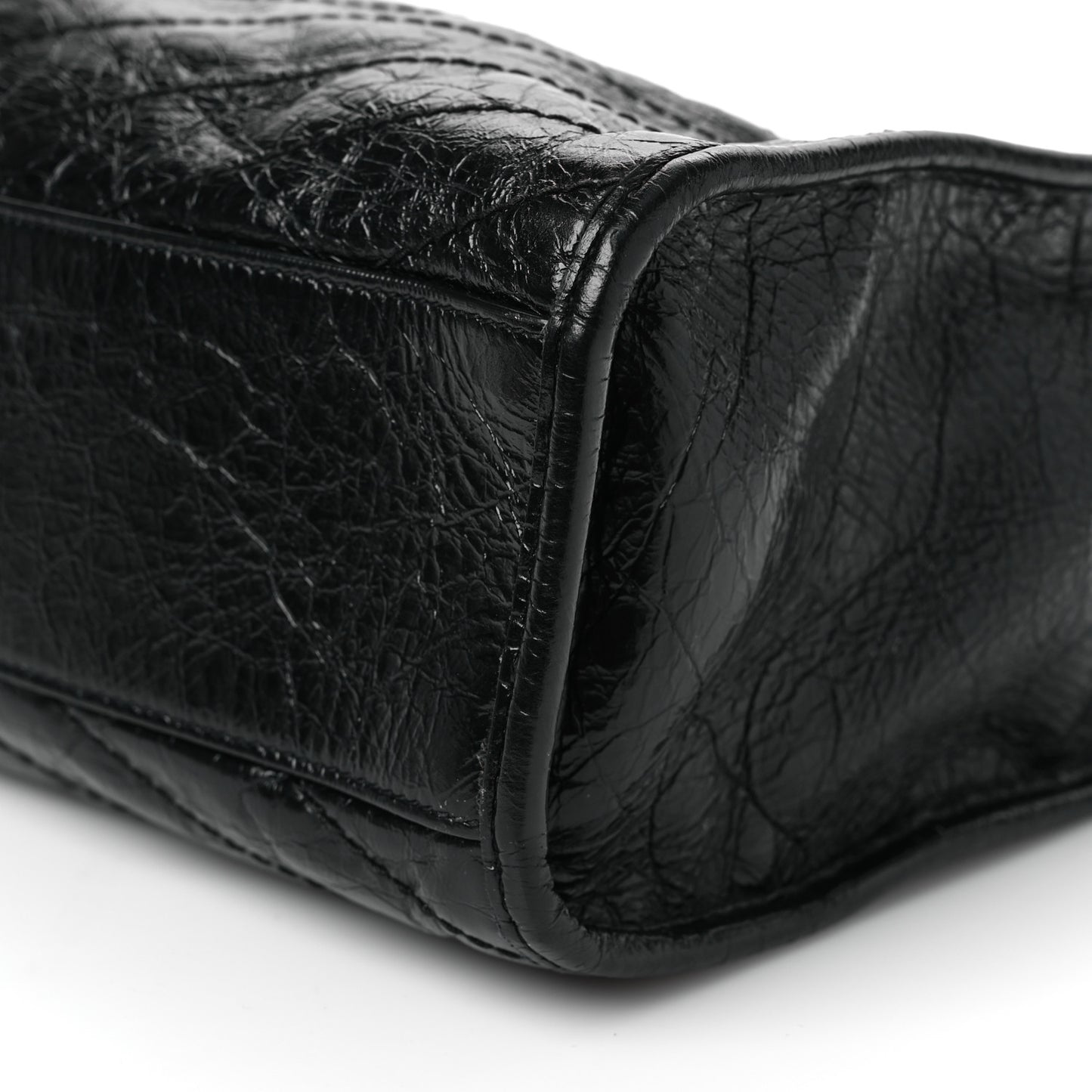 Crinkled Calfskin Matelasse Monogram Medium Niki Shopper Tote Black