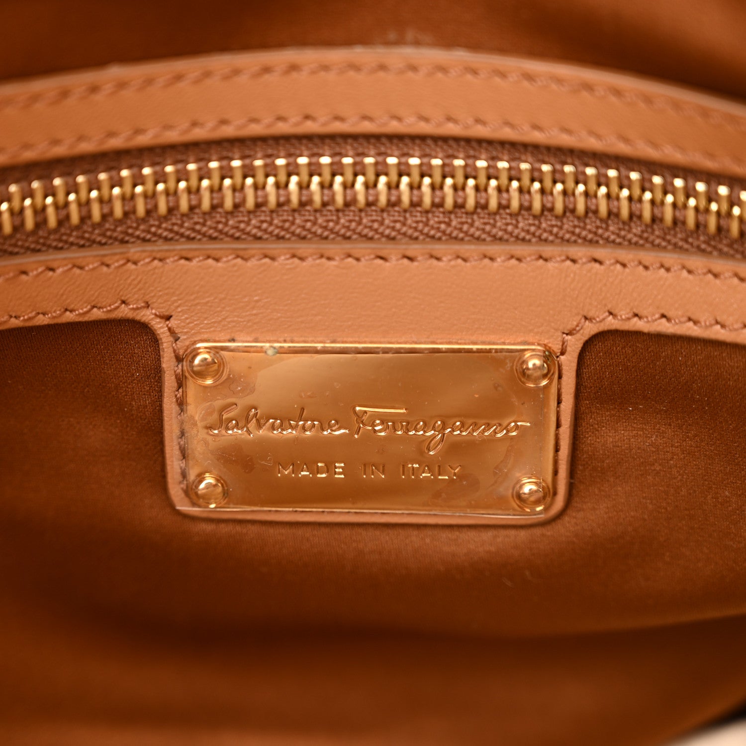 Salvatore Ferragamo Canvas Calfskin Fiamma Bag Sienne 6 of 9