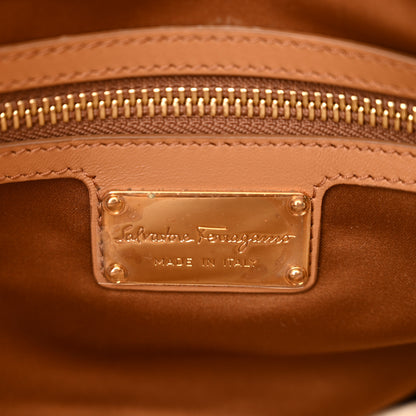 Salvatore Ferragamo Canvas Calfskin Fiamma Bag Sienne 6 of 9