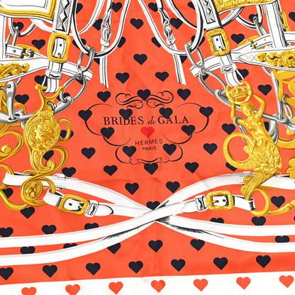 Hermes Silk Brides De Gala Love Scarf 90 Orange Marine White 2 of 4
