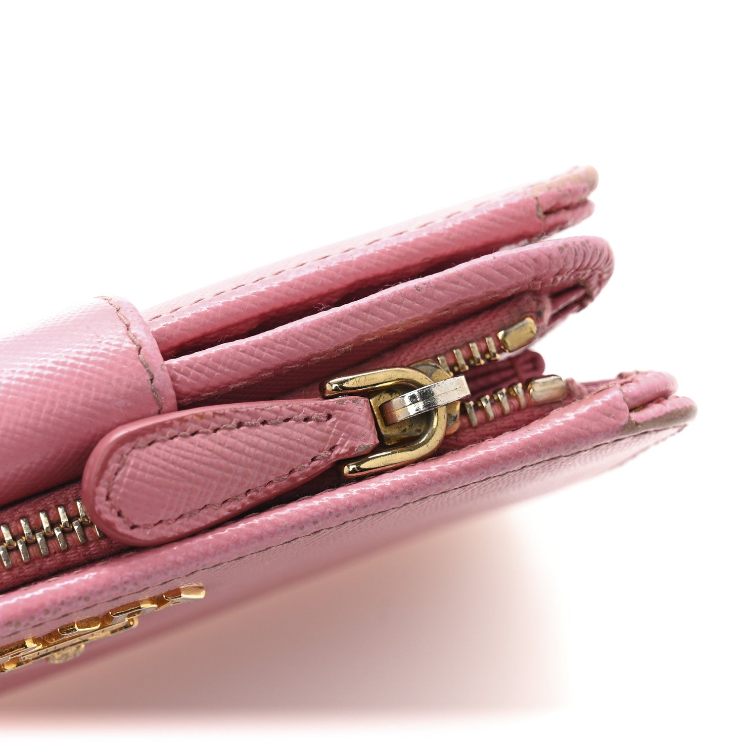 Prada Saffiano Metal Compact Wallet Geranio 11 of 13
