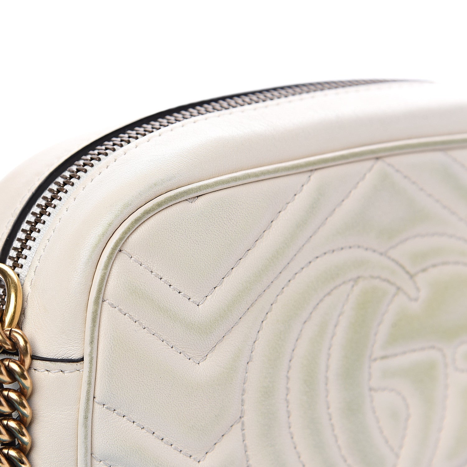 Gucci Calfskin Matelasse Mini GG Marmont Chain Shoulder Bag White 10 of 14