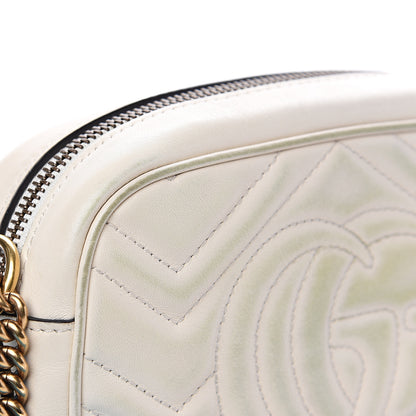 Gucci Calfskin Matelasse Mini GG Marmont Chain Shoulder Bag White 10 of 14