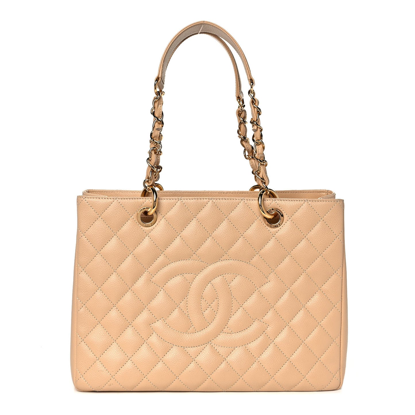 Caviar Quilted Grand Shopping Tote GST Beige