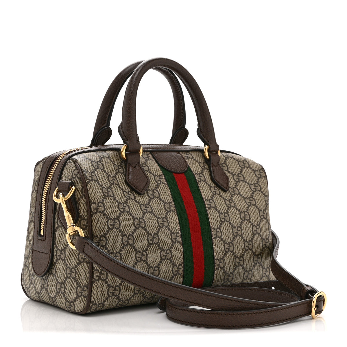 GG Supreme Monogram Web Small Ophidia Top Handle Bag Beige Ebony