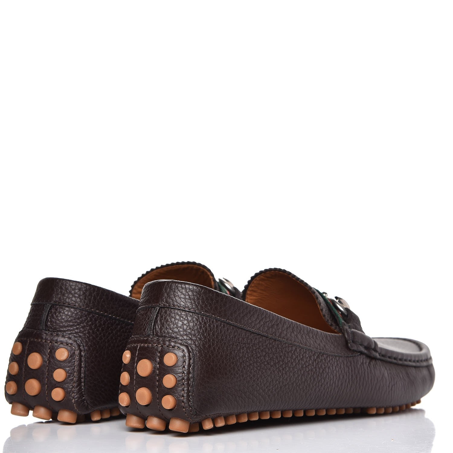Gucci Calfskin Web Mens Horsebit Driver Loafers 7.5 Cocoa 4 of 10
