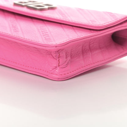Balenciaga Shiny Goatskin Logo Embossed BB Wallet On Chain Acid Pink 10 of 11