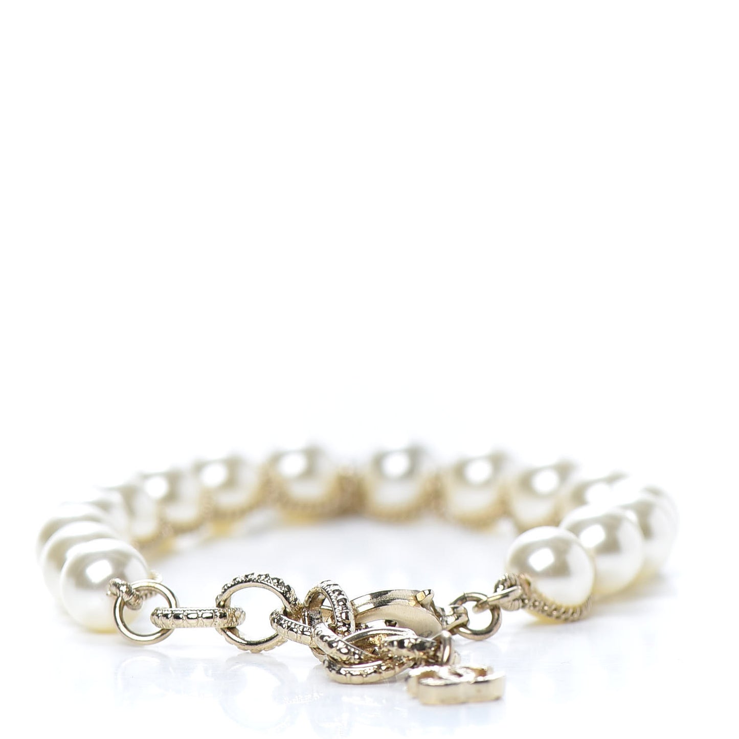 Pearl Crystal CC Bracelet Gold