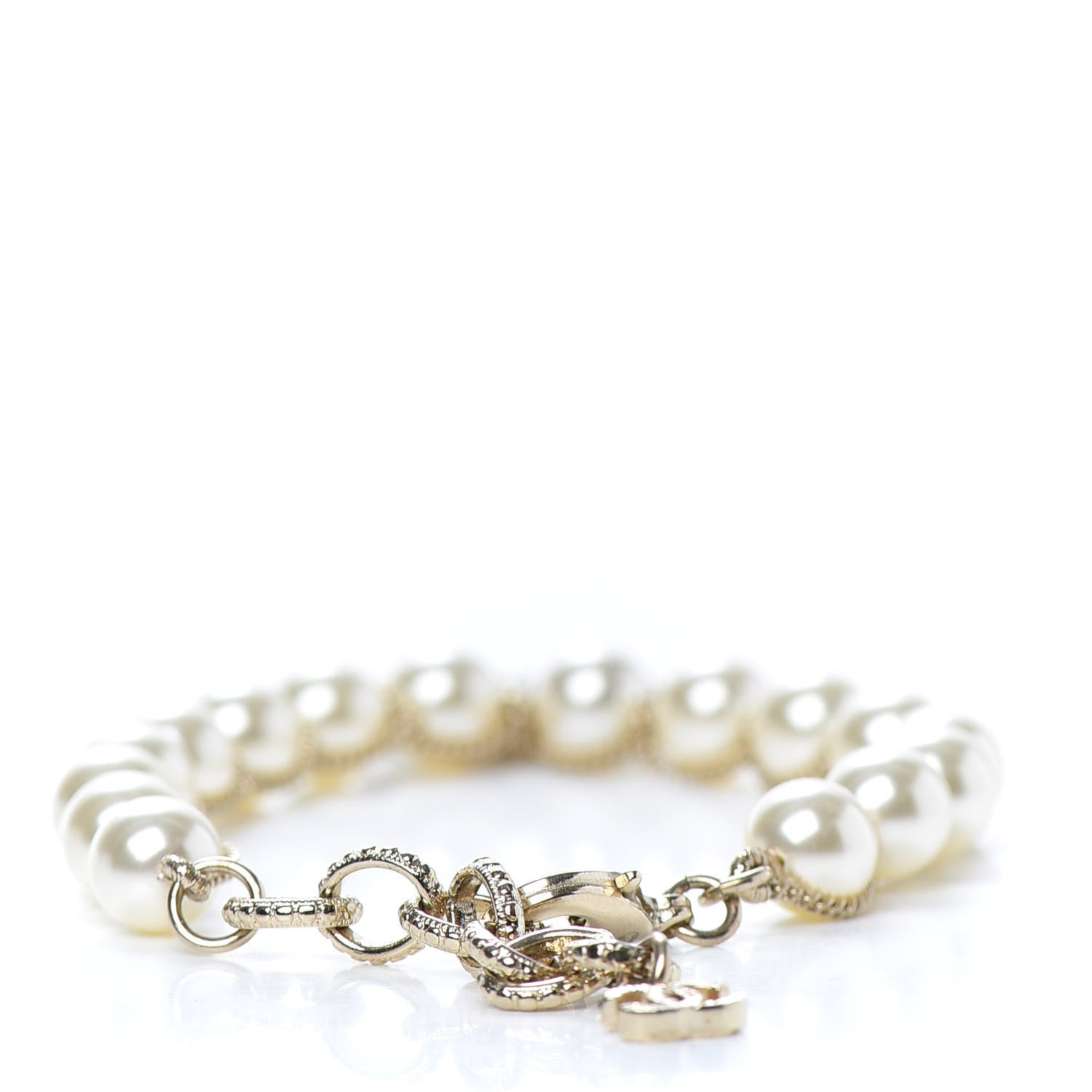 Chanel Pearl Crystal CC Bracelet Gold 3 of 4