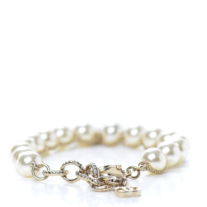 Chanel Pearl Crystal CC Bracelet Gold 3 of 4