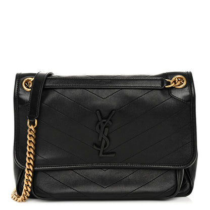 Saint Laurent Lambskin Matelasse Monogram Medium Niki Chain Satchel Black 1 of 9