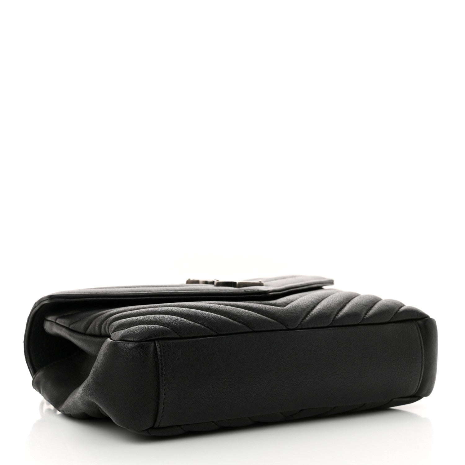 Saint Laurent Sheepskin Matelasse Chevron Monogram Medium College Bag Black 4 of 13