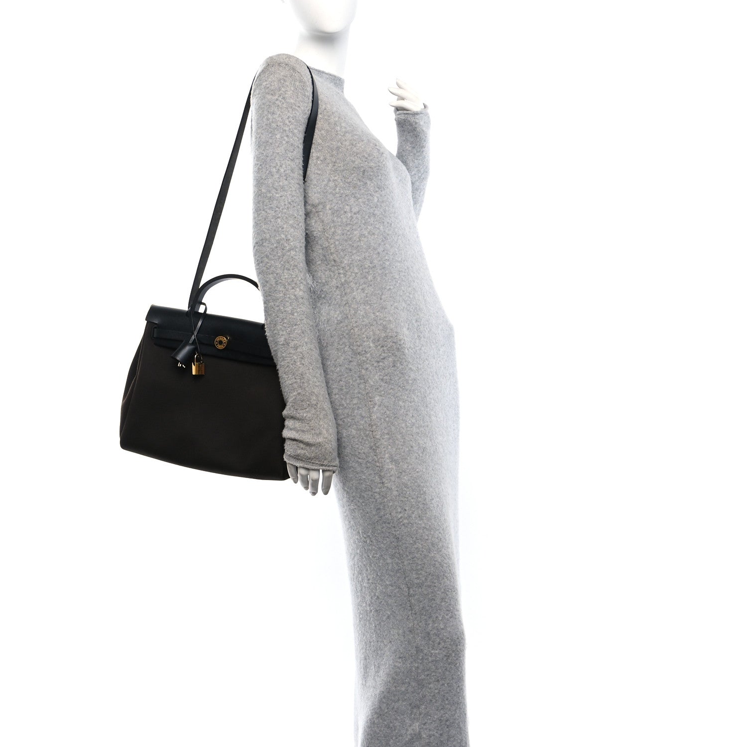 Hermes Military Toile Vache Hunter Herbag Zip Retourne 31 PM Black Ebene 2 of 11