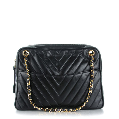 Chanel Lambskin Chevron Quilted Camera Case Black 1 of 8