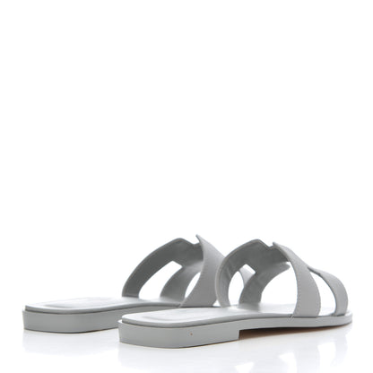 Hermes Epsom Oran Sandals 37 Bleu Glacier 4 of 14