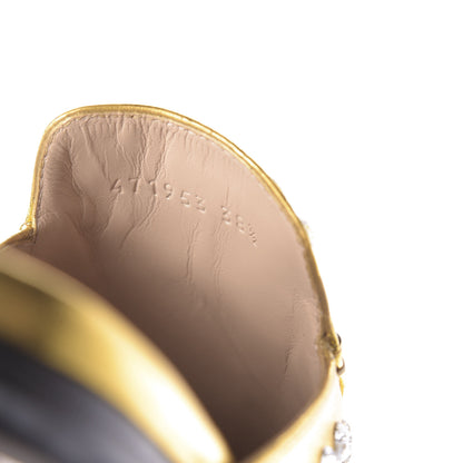 Gucci Metallic Nappa Crystal Womens Princetown Slippers 38.5 Gold 9 of 10