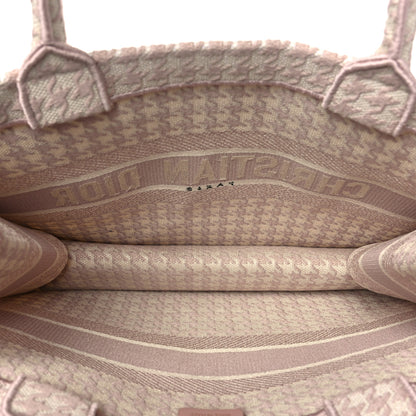 Christian Dior Canvas Macro Houndstooth Embroidered Medium Book Tote Pink White 5 of 12