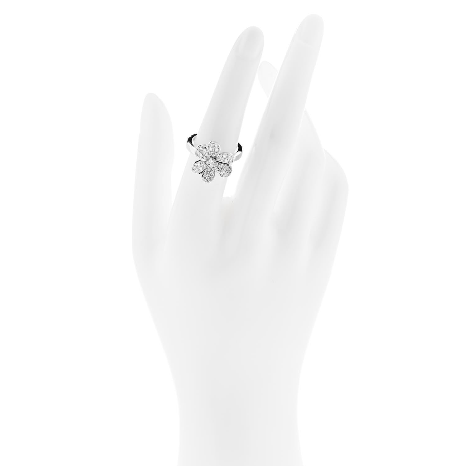 Van Cleef & Arpels 18K White Gold Diamond Socrate Ring 48 4.5 2 of 7