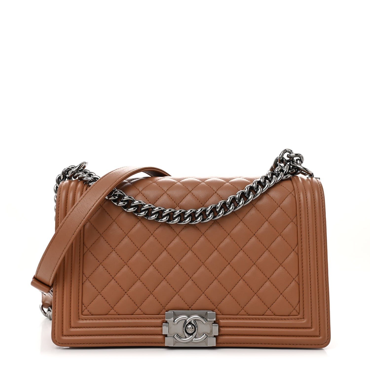 Chanel Calfskin Quilted New Medium Boy Flap Dark Beige 1 of 12