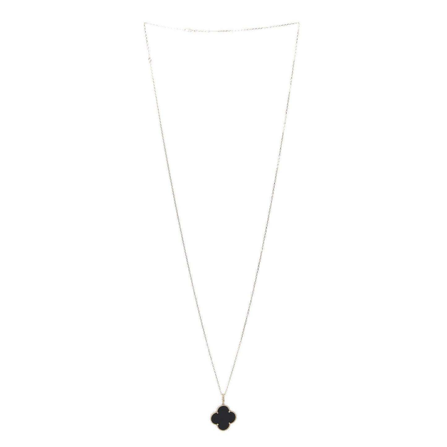 18K Yellow Gold Black Onyx Magic Alhambra Pendant Necklace