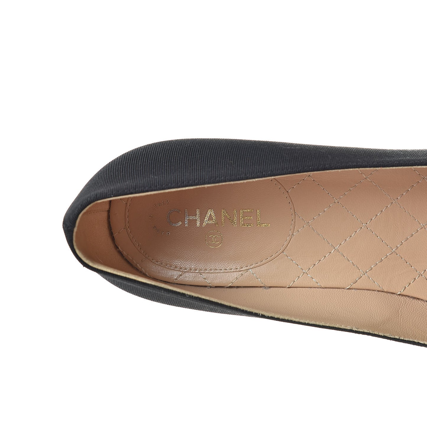 Patent Calfskin Grosgrain CC Cap Toe Pump 36.5 Black