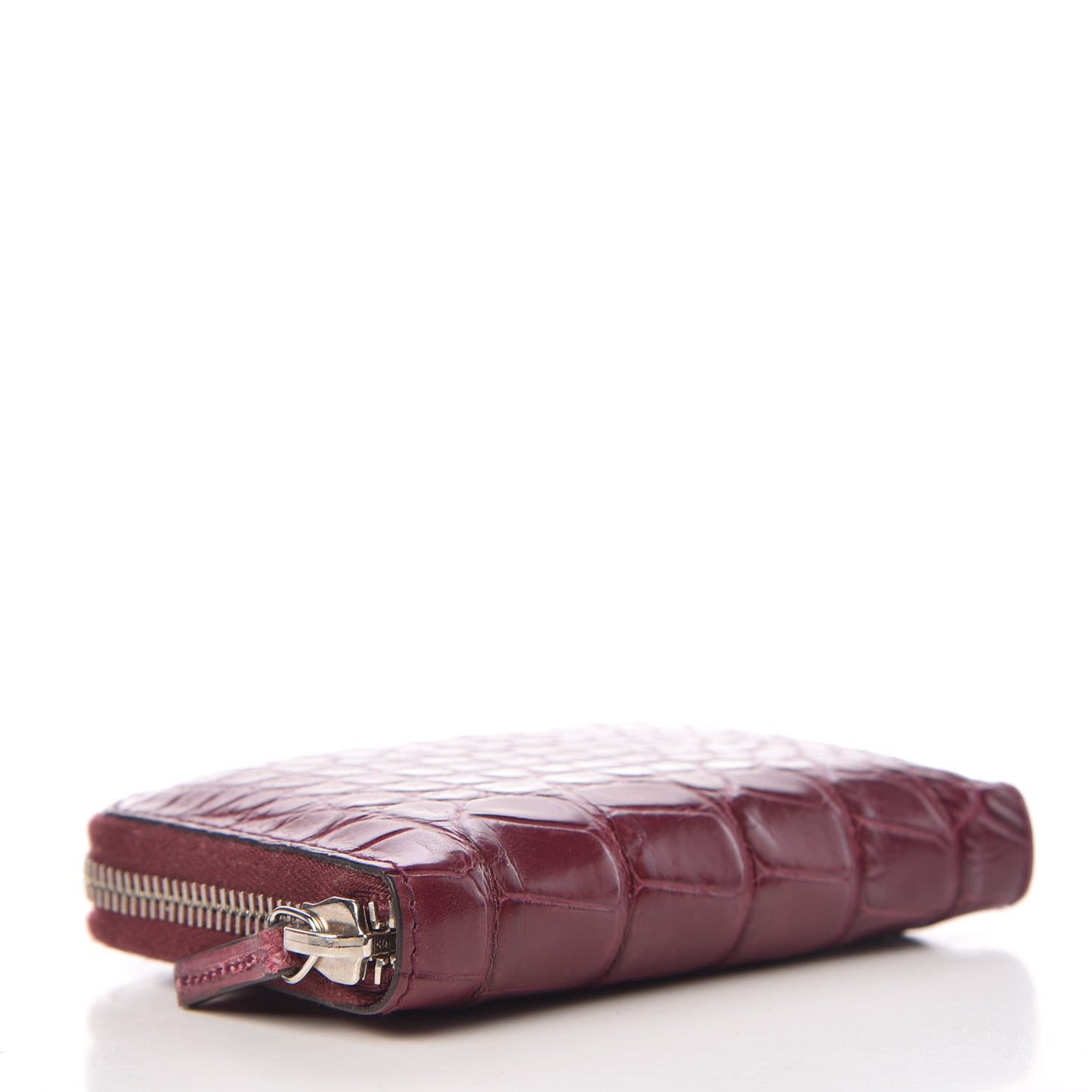 Crocodile Zip Around Card Case Cherry Gloss