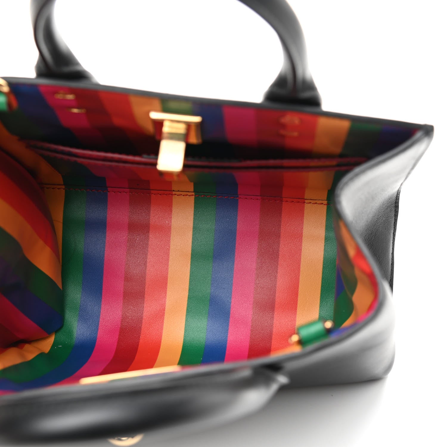 Salvatore Ferragamo Calfskin Rainbow Studio Box Bag Black 4 of 8