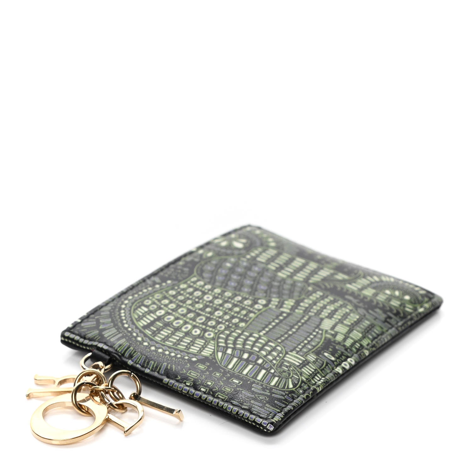 Christian Dior Calfskin Animals Card Holder Green 3 of 5