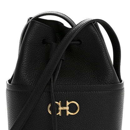 Salvatore Ferragamo Grained Calfskin Mini Gancino Bucket Bag Black 7 of 10