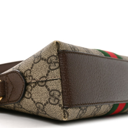 Gucci GG Supreme Monogram Textured Dollar Calfskin Web Small Ophidia Dome Shoulder Bag Beige Ebony New Acero 9 of 10