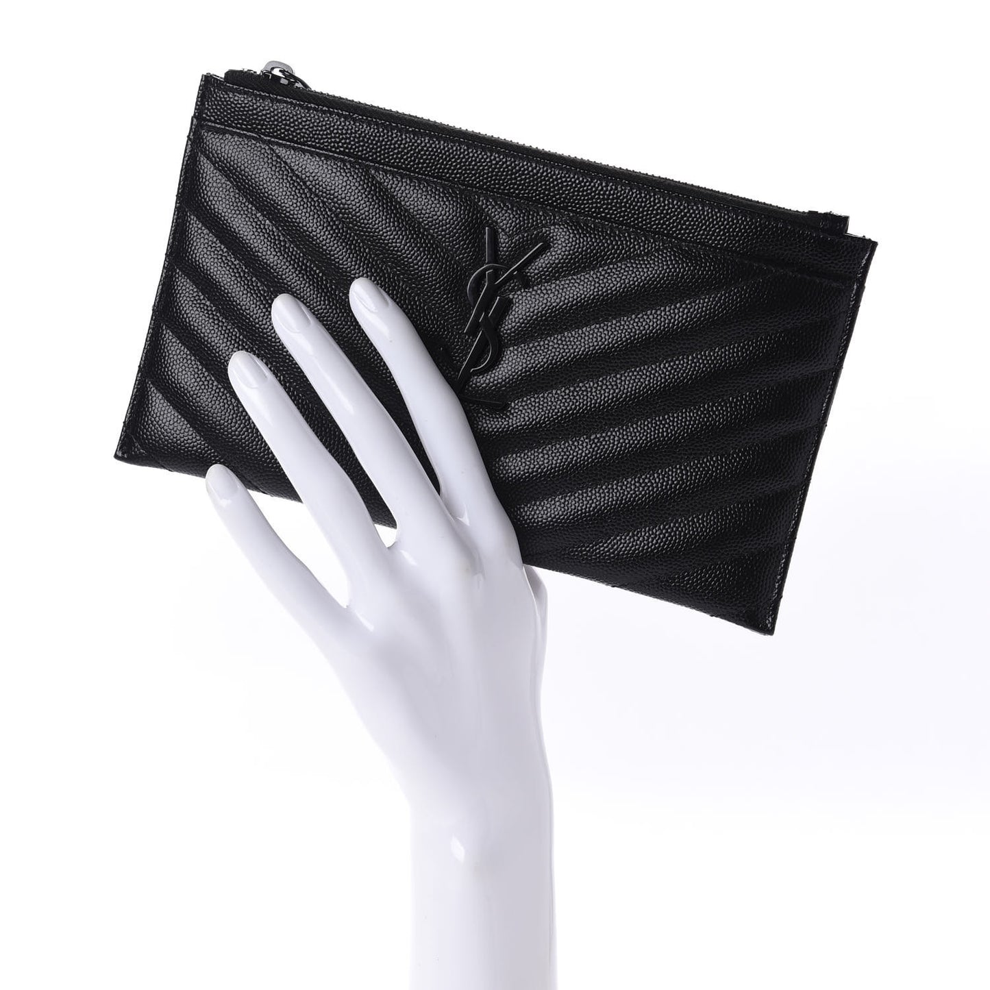 Grain De Poudre Chevron Monogram Bill Pouch Black