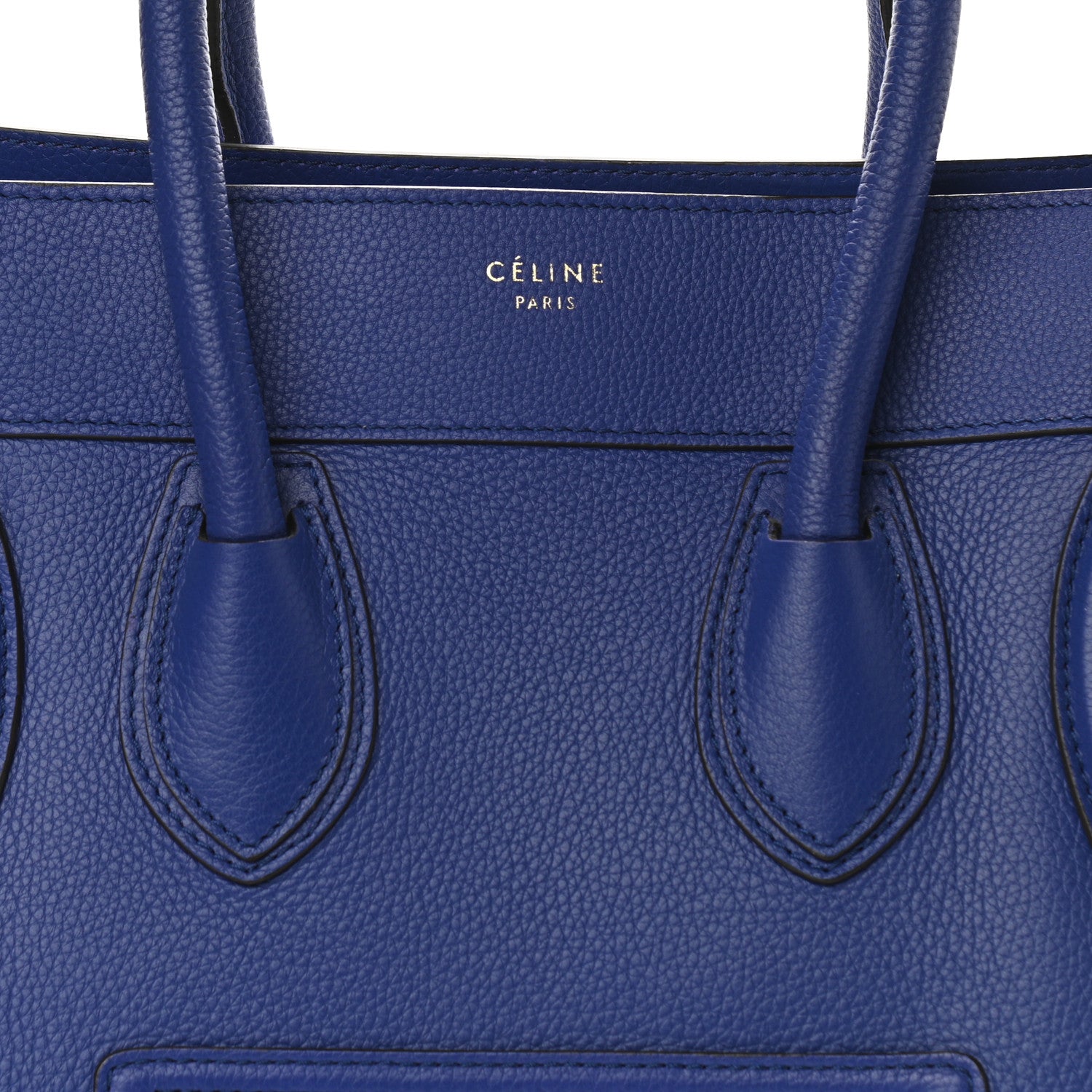 Celine Drummed Calfskin Mini Luggage Indigo 6 of 8