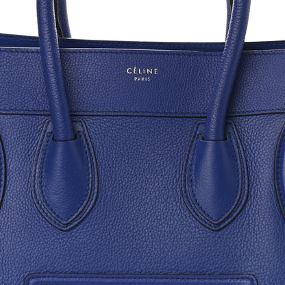 Celine Drummed Calfskin Mini Luggage Indigo 6 of 8