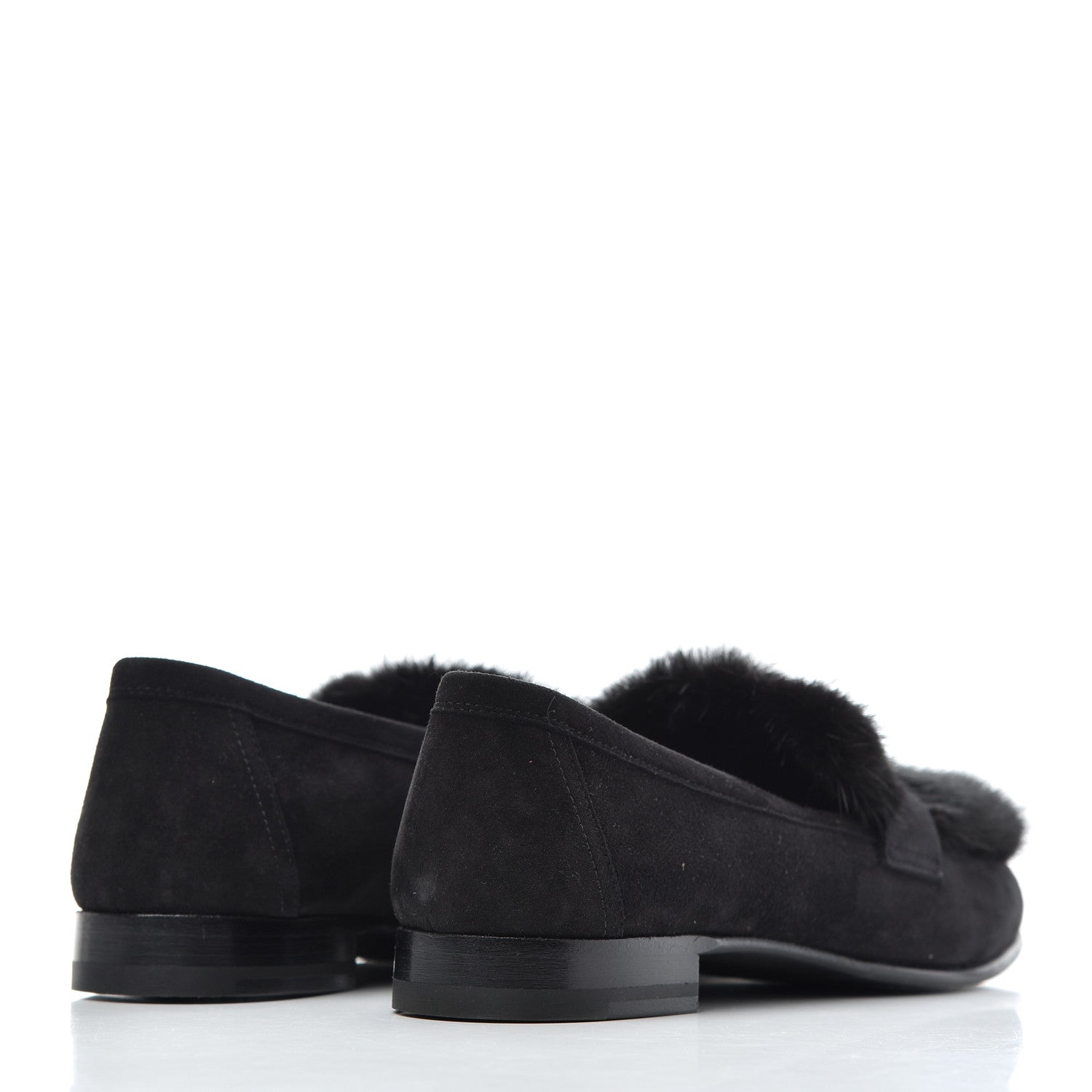 Hermes Mink Fur Suede Goatskin Paris Loafers 35 Black 4 of 10