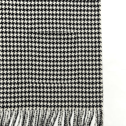 Burberry Cashmere Wool Houndstooth Fringe Cape Scarf Black White 3 of 3