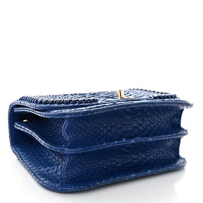 Chanel Snakeskin Small Braided Chic Flap Blue 4 of 19