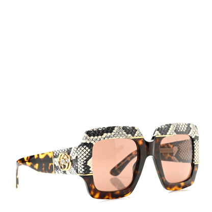 Gucci Snakeskin Acetate Square Sunglasses GG0484S Havana 3 of 7