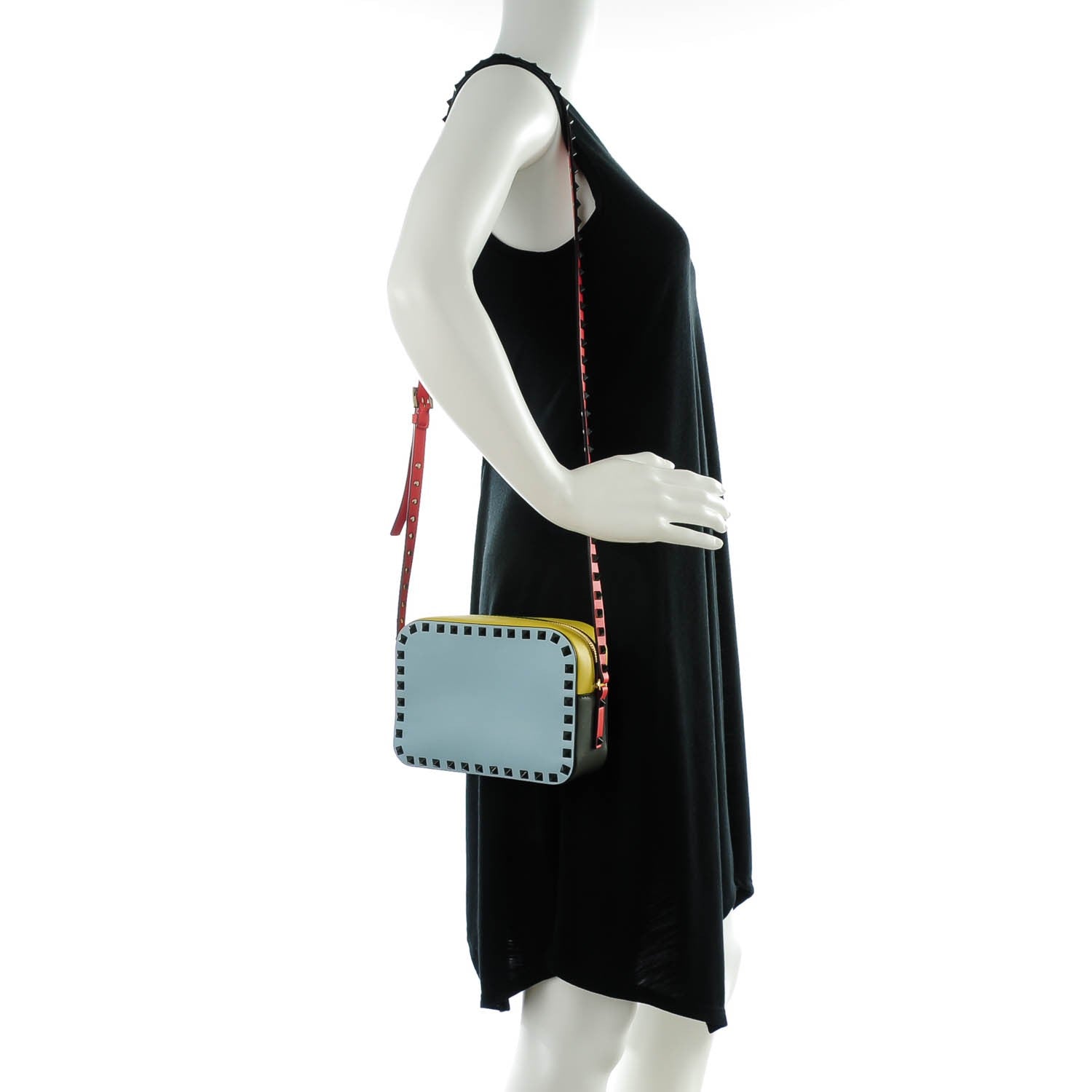 Valentino Garavani Calfskin Colorblock Rockstud Camera Crossbody Bag Multicolor 2 of 7