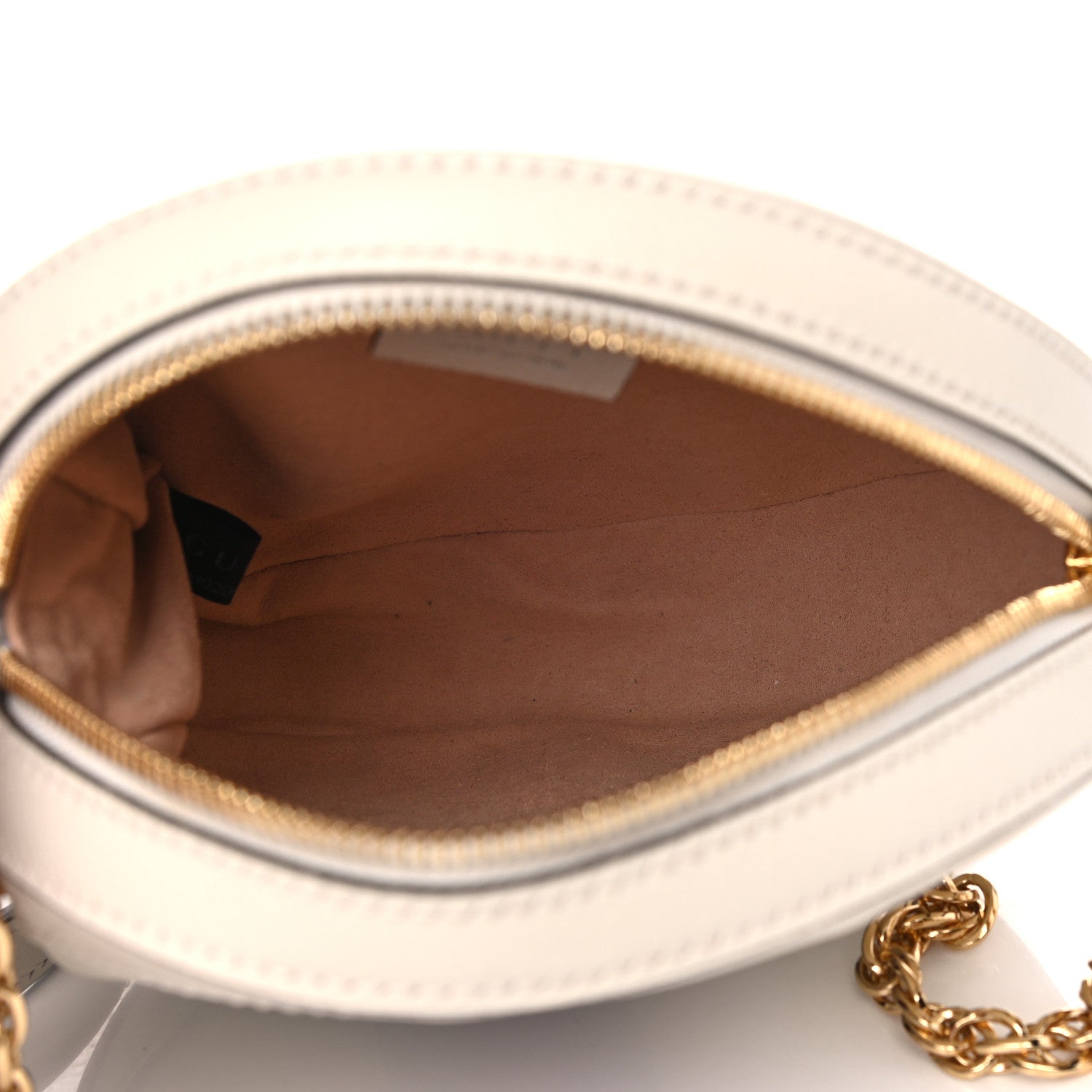 Gucci Textured Calfskin Web Mini Ophidia Round Shoulder Bag Mystic White 5 of 6