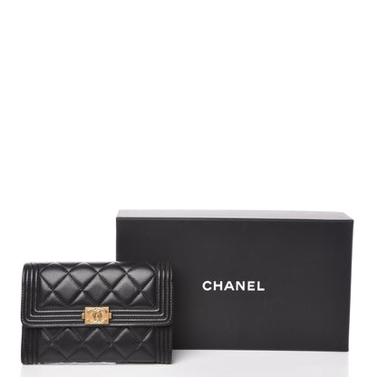 Chanel Lambskin Quilted Medium Boy Flap Wallet Black 9 of 9