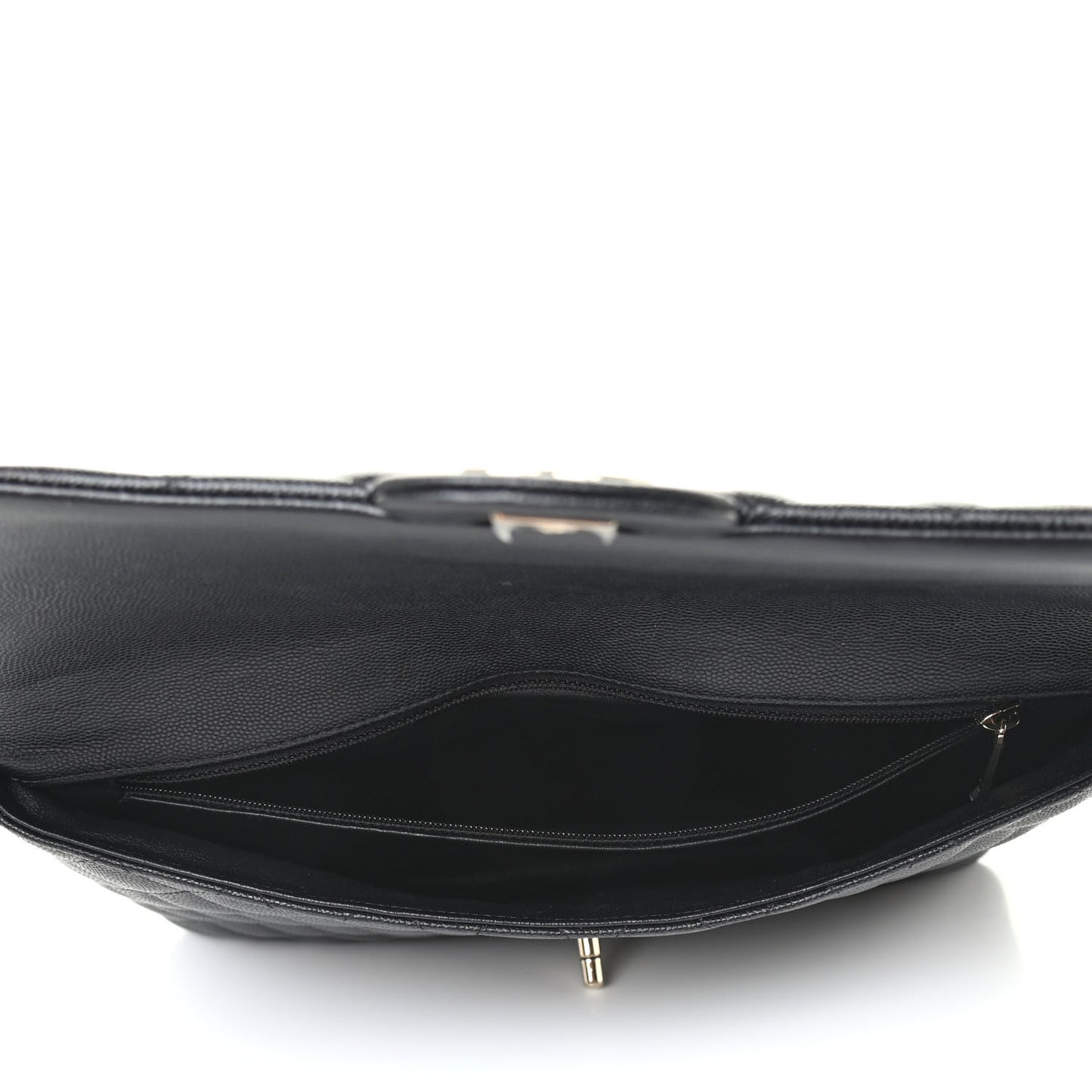 Caviar Quilted Flap Clutch Black