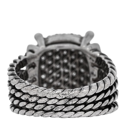 David Yurman Sterling Silver Diamond 16mm Wheaton Ring 54 6.75 4 of 5