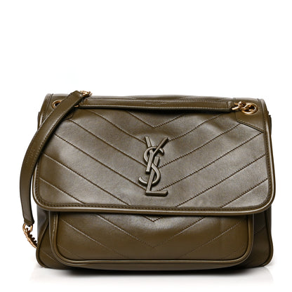 Saint Laurent Lambskin Matelasse Monogram Medium Niki Chain Satchel Seaweed 1 of 11