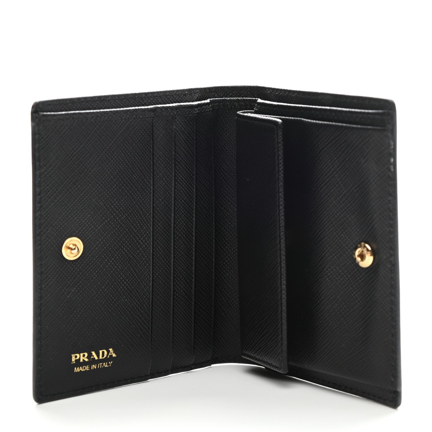Prada Saffiano Lipstick Print Bi-Fold Wallet Black 5 of 8