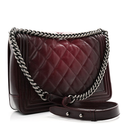 Chanel Goatskin Ombre Faded Quilted New Medium Boy Flap Burgundy 2 of 10