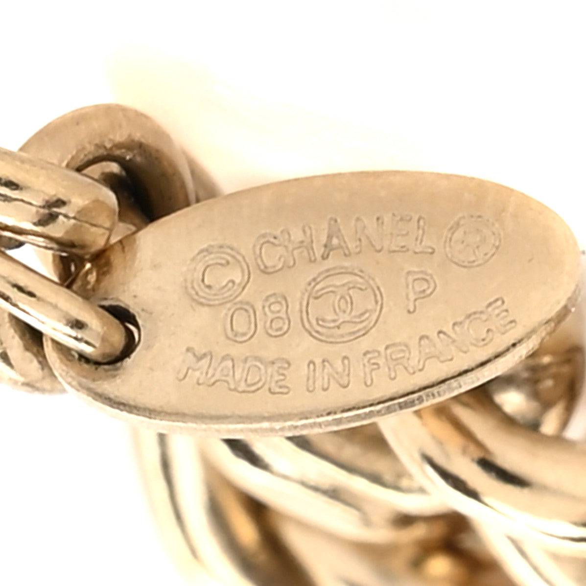 Chanel Pearl Crystal Chain Belt Gold White 4 of 5